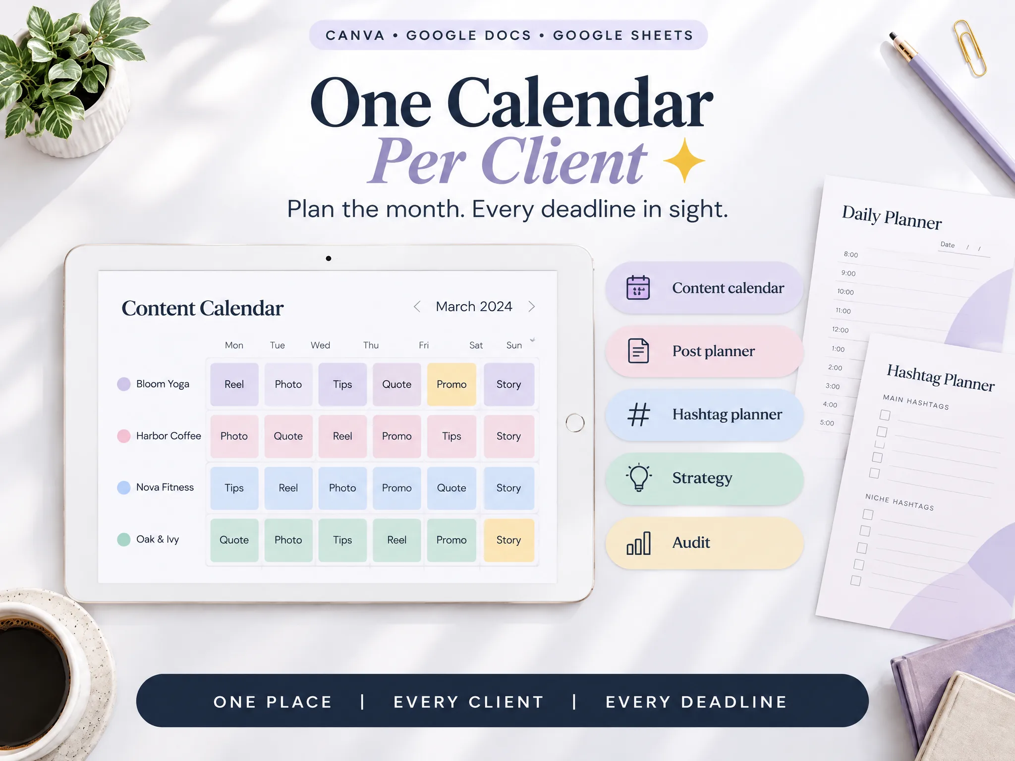 One content calendar per client