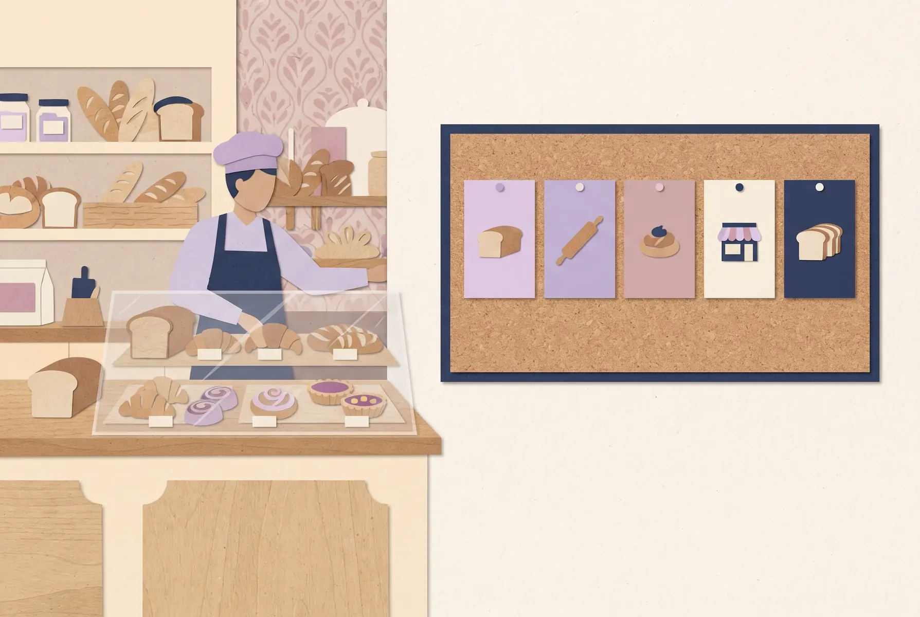 Illustrative bakery content calendar week with varied post topics and formats